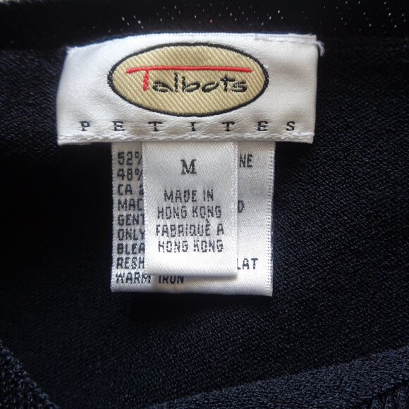 Vintage Talbots Black Rayon Knit Crew Neck Top PM Petite Medium - Picture 6 of 6